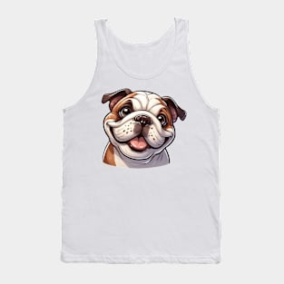 Cute Bulldog Illustration Tank Top